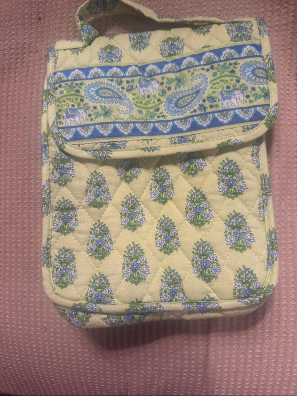 Vera Bradley Blue & Lime Paisley Quilted Wallet or Lunch Carrier-Bag